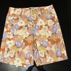 5 Pocket Bermuda Short Floral Print Stretch Linen | Sunset Grove (0)